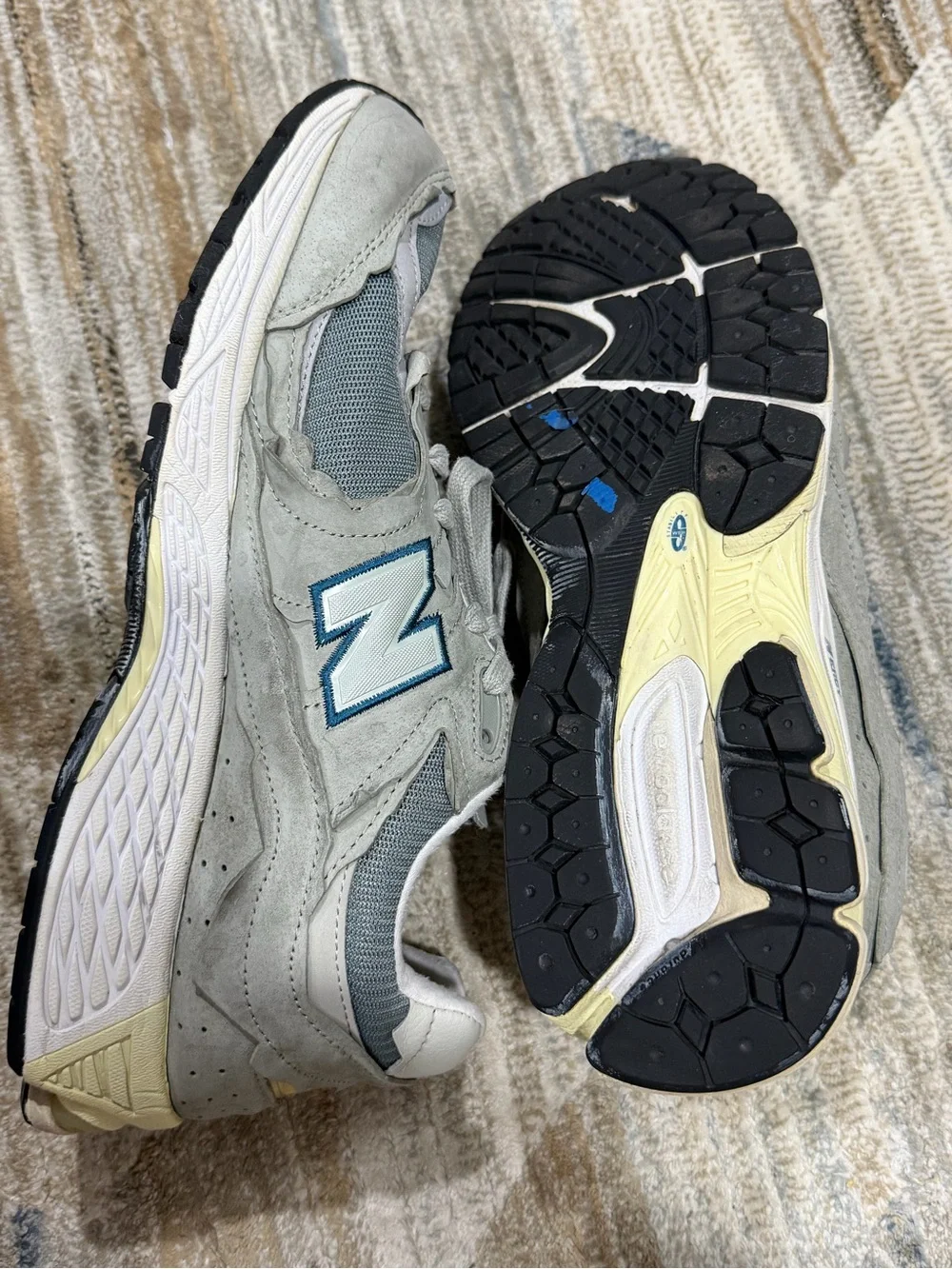 New Balance Grey, White & Blue Accent Running Sneakers
